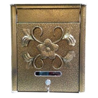 AG022 信箱 浮雕花型 鍛造信箱 黃古銅 復古信箱 信件箱意見箱 信件郵件 附鑰匙(外投外取30*15*36cm)