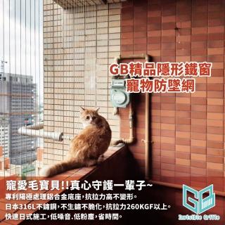 【GB精品隱形鐵窗-寵物防墜網】20才 3公分間距 外包覆尼龍(嚴選日本316L不鏽鋼 保固十年)