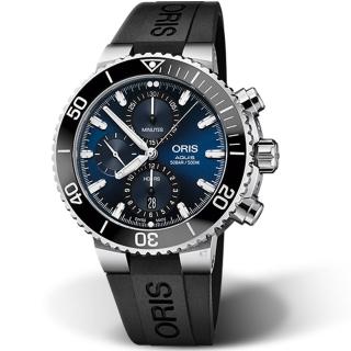 【ORIS 豪利時】AQUIS計時潛水機械錶(0177477434155-0742464EB 藍)