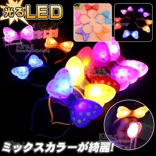 【kiret】發光點點蝴蝶結髮箍派對演唱會LED閃光裝飾頭箍-超值2入(閃亮髮飾頭飾夜店 活動造勢)