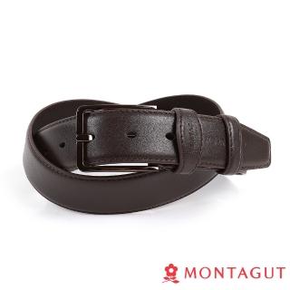 【MONTAGUT 夢特嬌】方圓框(精選頭層牛皮針扣休閒皮帶)