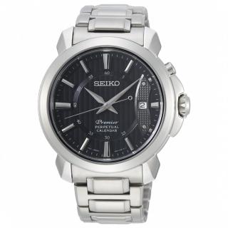 【SEIKO 精工】Premier 沉穩風尚萬年曆時尚男錶-黑/41.5mm(SNQ159J1/6A32-00Z0D)