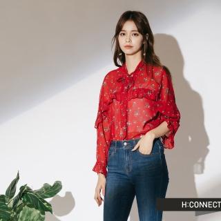 【H:CONNECT】韓國品牌 女裝 - 不收邊率性靴型褲(藍色)