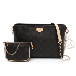 【PLAYBOY】鍊帶肩背包 N-Natty蛻變系列(咖色)