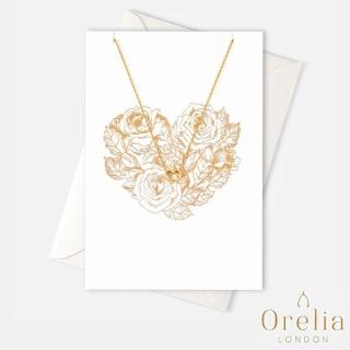 【Orelia】英國雅致品牌 Heart Gift Card 簡約質感心形鏤空鍍金墜飾項鍊(附禮品卡)