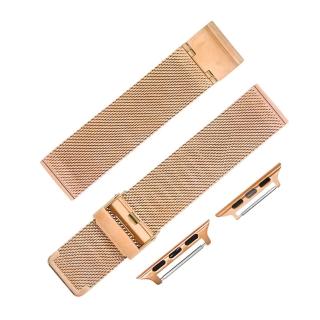 【Watchband】Apple Watch / 38.40mm / 蘋果手錶替用錶帶 經典百搭 米蘭編織不鏽鋼錶帶(玫瑰金)