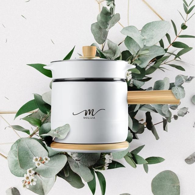【MOLIJIA 魔力家】1.8L-M17 多功能美食料理不沾快煮電火鍋/煮飯/蒸煮鍋-木紋款(BY011017)