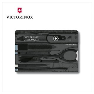 【VICTORINOX 瑞士維氏】SwissCard Classic 10用 瑞士卡/透黑(0.7133.T3)