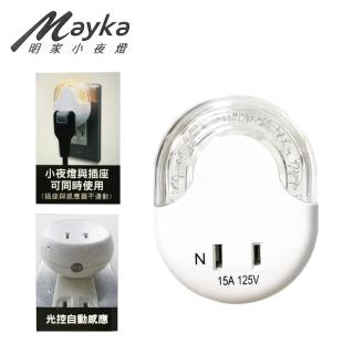 【Mayka明家】LED光控自動感應小夜燈附插座 琥珀色光GN-110(交換禮物/房間小物/插電夜燈)