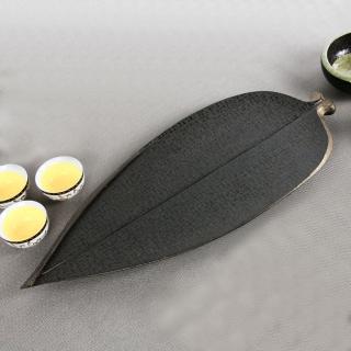 【生活禪】玄武岩石雕茶盤-一葉知禪 B21-011(乾泡 48x20x3cm)