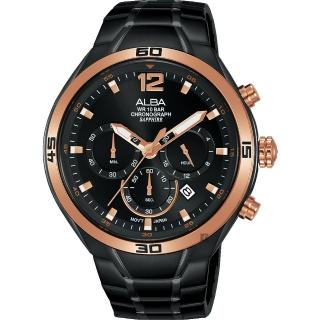 【ALBA】雅柏 IG廣告款 型男計時錶-黑44mm(VD53-X353SD AT3G36X1)