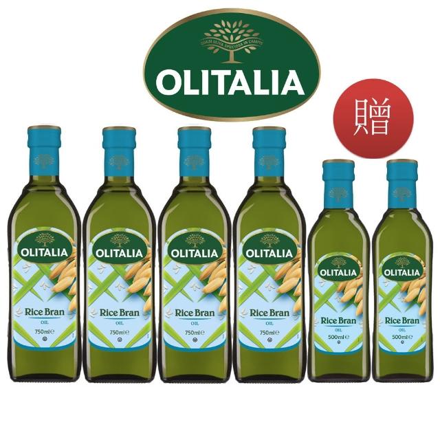 【Olitalia 奧利塔】超值玄米油禮盒組(750mlx4瓶+贈500mlx2瓶)