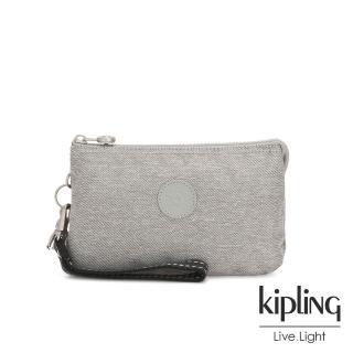 【KIPLING】清新柔和丹寧灰三夾層配件包-大-CREATIVITY XL