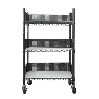 【dayneeds 日需百備】60x45x90cm 廚房置物推車 含圍籬+PP板+工業輪(推車/微波爐架/層架)