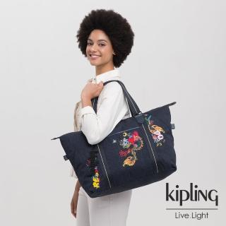 【KIPLING】設計師Angel Chen藏青音階刺繡手提側背包-ART M