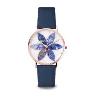 【ALLY DENOVO】海軍藍色花樣漸層大理石36mm(AF5019.5)