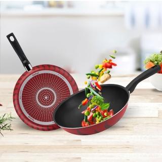 【momo獨家款xTefal 特福】法國製火焰/水星系列28CM不沾鍋雙鍋組-平底鍋+炒鍋