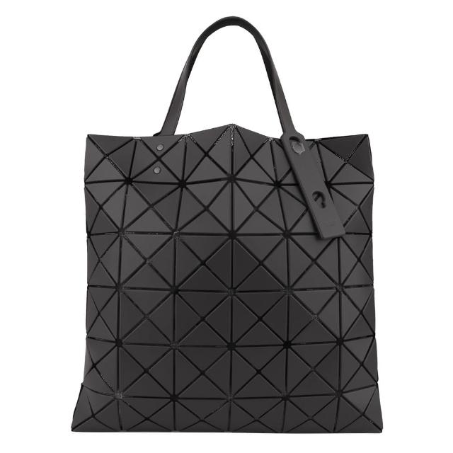 ISSEY MIYAKE 三宅一生【ISSEY MIYAKE 三宅一生】經典透光幾何方格6x6皮質手提包(霧面/木炭灰)