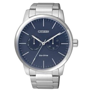 【CITIZEN 星辰】極簡風格光動能腕錶(藍/AO9040-52L)