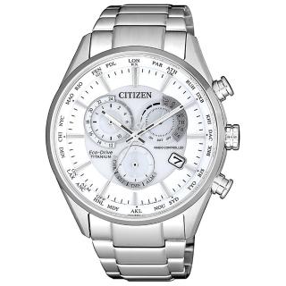 【CITIZEN 星辰】光動能 限量款時空旅人電波鈦金屬計時男錶-白x銀/41.5mm(CB5020-87A)