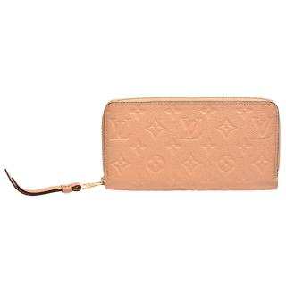 【Louis Vuitton 路易威登】M60746經典CLEMENCE系列小牛皮Monogram壓花拉鍊長夾(裸色-展示品)