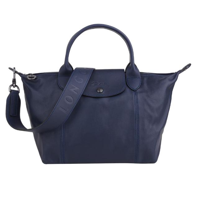 LONGCHAMP【LONGCHAMP】LE PLIAGE LEDER小羊皮兩用水餃包(深藍/S)