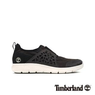 【Timberland】女款經典黑花雕皮革拼接運動鞋(A1PES001)