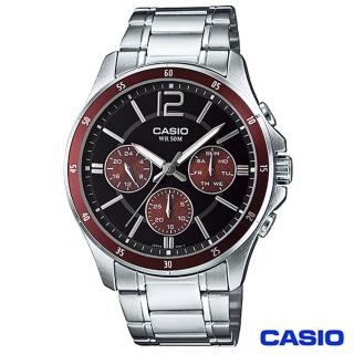 【CASIO 卡西歐】時尚三眼爵士石英腕錶(MTP-1374D-5A)