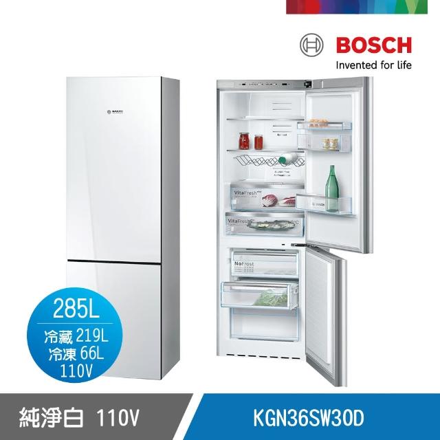 【BOSCH 博世】8系列 獨立式上冷藏下冷凍玻璃門冰箱 純淨白(KGN36SW30D)