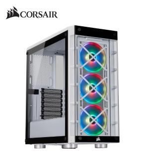【CORSAIR 海盜船】iCUE 465X RGB Mid-Tower 電競機殼(白)