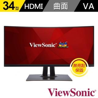 【ViewSonic 優派】Colorpro VP3481 34型 WQHD曲面專業色彩顯示器(21:9 / 1800R螢幕曲度)