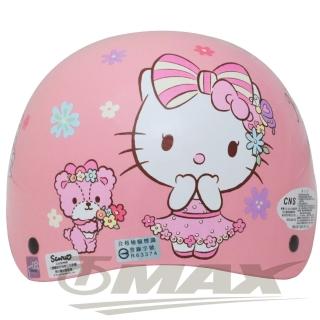 【HELLO KITTY】熊Kitty兒童機車安全帽-粉紅色(贈短鏡片-12H)