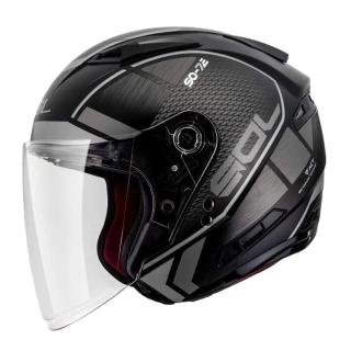 【SOL】SO-7E 幻影 消光黑/銀 3/4罩式 開放式安全帽(內襯│半罩│加長型鏡片│內藏墨鏡)