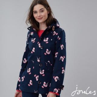 【Joules】女 Coast 防風 防水 外套(深藍印花)