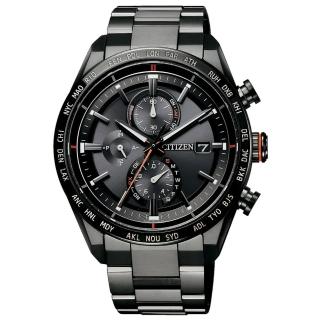 【CITIZEN 星辰】無限榮耀光動能鈦金屬電波計時男錶-黑/42mm(AT8185-62E)