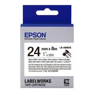 【EPSON】標籤帶 線材系列白底黑字/24mm(LK-6WBVS)