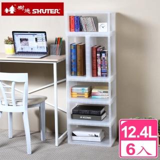 【SHUTER 樹德】巧拼隙縫收納箱12.4L-6入(MIT台灣製 換季/雜物/書本置物箱)