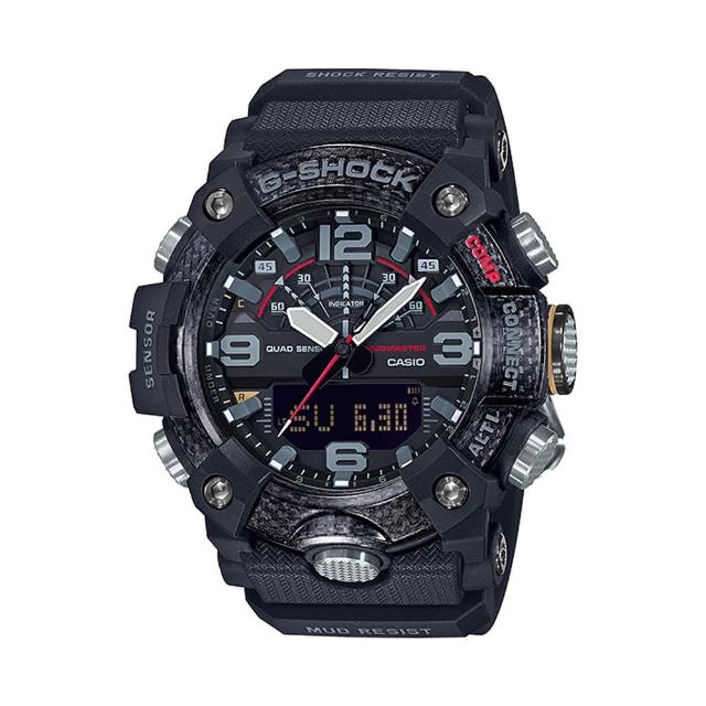 CASIO 卡西歐【CASIO 卡西歐】G-SHOCK 藍牙泥人雙顯錶 樹脂錶帶 酷黑 碳纖維 防水200米(GG-B100-1A)