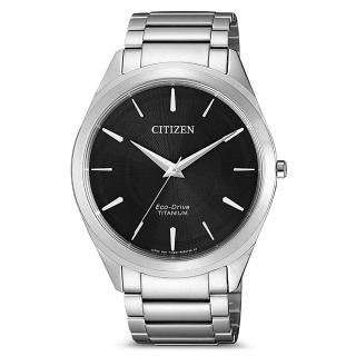 【CITIZEN 星辰】GENTS光動能鈦金屬腕錶-銀黑-39mm(BJ6520-82E)
