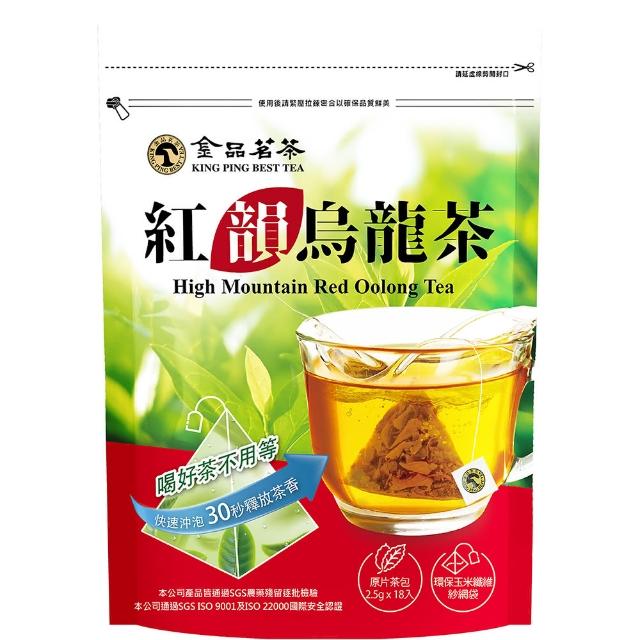 【金品茗茶】紅韻烏龍茶葉原片三角立體18入茶包(冬茶上市首選 濃厚-30秒沖泡ok 濃厚不用等)