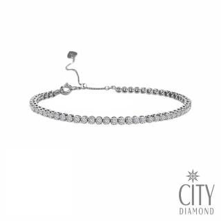 【City Diamond 引雅】18K經典鑽石滿天星滿鑽1克拉白K手鍊(日本專利可調手圍)