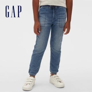 【GAP】男童 時尚水洗鬆緊牛仔褲(536568-中度水洗)