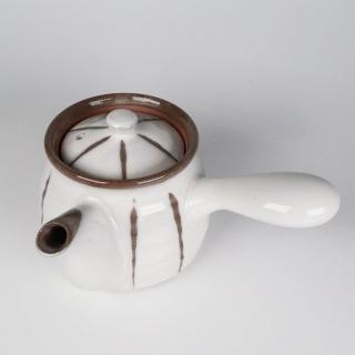 【福介商店】日本陶壺 美濃燒 京十草六兵衛 橫手急須0.5L(泡茶壺 沖泡壺 橫柄壺具)