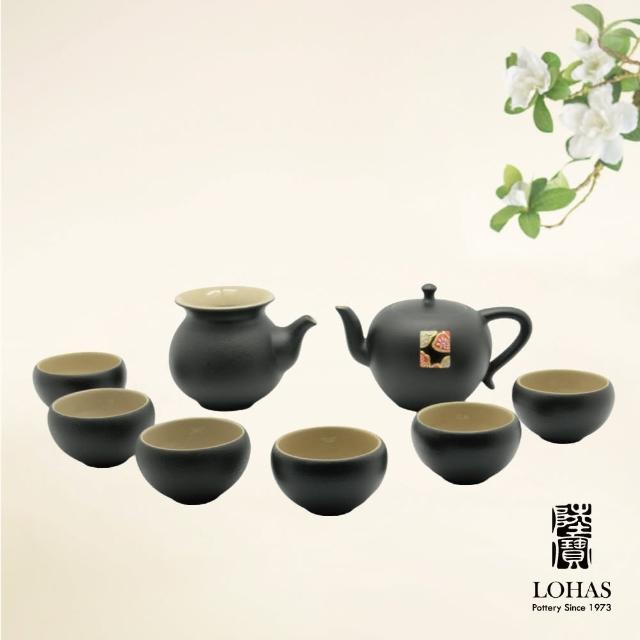 【LohasPottery 陸寶】禪風刺繡茶禮-娘子 一壺六杯一茶海(茶具用品 茶器套裝杯壺組)