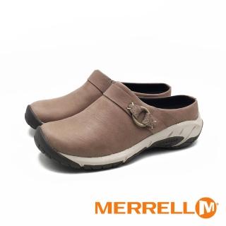 【MERRELL】ENCORE SLIDE 4 牛皮便鞋涼拖鞋(卡其灰)