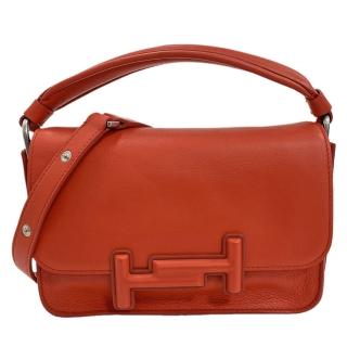 【TOD’S】經典Double T系列金屬LOGO滑面牛皮手提/斜背包(橘_展示品XBWAMUBP101TIAG837)