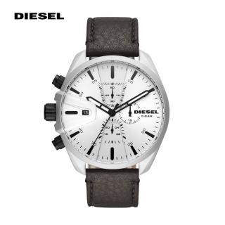 【DIESEL】MS9 奔馳者黑色真皮計時男錶 48MM DZ4505