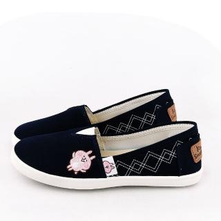 【童鞋城堡】Kanahei 女款 卡娜赫拉小兔兔 幾何圖形帆布休閒鞋(KI8310-藍)