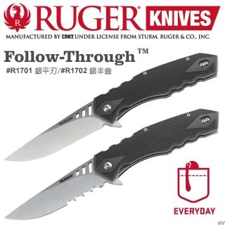 【CRKT】Ruger Follow-Through銀刃折刀(#R1701銀平刃 #R1702銀半齒)