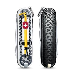 【VICTORINOX 瑞士維氏】限量迷你7用印花 瑞士刀(騎單車 06223.L2001)